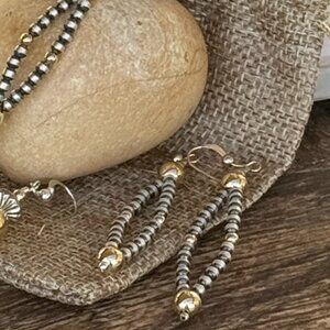 Sterling Silver Beads with 14K Gold-Filled Earrings